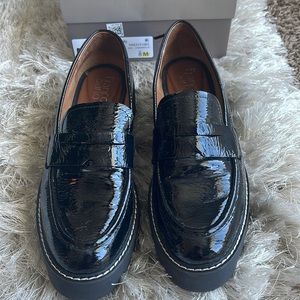 Franco Sarto “Balin” black leather lug sole loafers